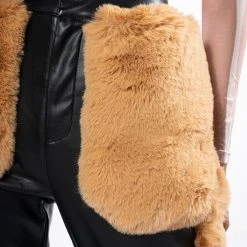 FASHION AND COZY FAUX LEATHER WITH FUR JOGGERS -helmut shop fashion and cozy faux leather with fur joggers black 7 7