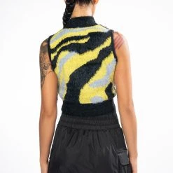 FEELING DANGEROUS SLEEVELESS CROPPED MOCK NECK SWEATER -helmut shop feeling dangerous sleeveless cropped mock neck sweater multi 7 7