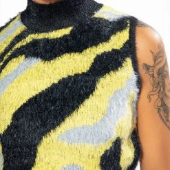 FEELING DANGEROUS SLEEVELESS CROPPED MOCK NECK SWEATER -helmut shop feeling dangerous sleeveless cropped mock neck sweater multi 8 8