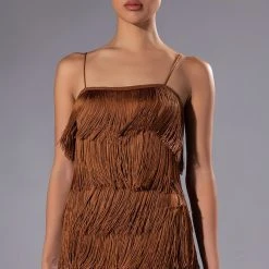 FEELING FAB FRINGE MINI ROMPER -helmut shop feeling fab fringe mini romper brown 2 2