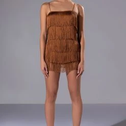 FEELING FAB FRINGE MINI ROMPER -helmut shop feeling fab fringe mini romper brown 4 4