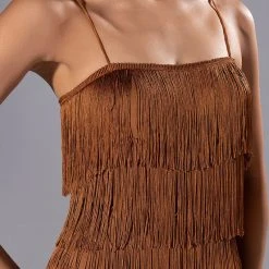 FEELING FAB FRINGE MINI ROMPER -helmut shop feeling fab fringe mini romper brown 7 7