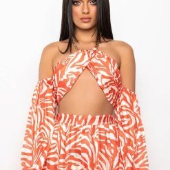 FEELING GOOD LIVING BETTER CHAIN HALTER CROP TOP 11 FEELING GOOD LIVING BETTER CHAIN HALTER CROP TOP -helmut shop feeling good living better chain halter crop top orange 3 3