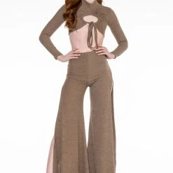 FEELING RIGHT MOCK NECK SWEATER TOP -helmut shop feeling right mock neck sweater top light brown 2 2