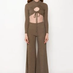 FEELING RIGHT MOCK NECK SWEATER TOP -helmut shop feeling right mock neck sweater top light brown 8 8