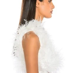 FEISTY SLEEVELESS FEATHER BLOUSE -helmut shop feisty sleeveless feather blouse white 3 3 c1