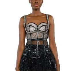 FEYA EMBELLISHED CORSET -helmut shop feya embellished corset black 2 2