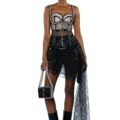 FEYA EMBELLISHED CORSET -helmut shop feya embellished corset black 4 4