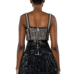 FEYA EMBELLISHED CORSET -helmut shop feya embellished corset black 7 7