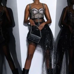 FEYA HIGH LOW TULLE LAYERED MINI SKIRT