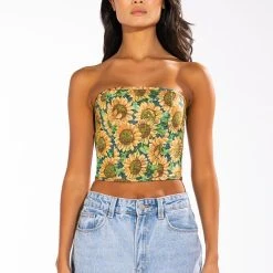 FIELD OF DREAMS BROCADE BUSTIER -helmut shop field of dreams brocade bustier brown multi 4 4
