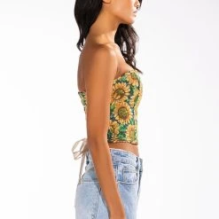 FIELD OF DREAMS BROCADE BUSTIER -helmut shop field of dreams brocade bustier brown multi 5 5