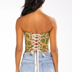FIELD OF DREAMS BROCADE BUSTIER -helmut shop field of dreams brocade bustier brown multi 6 6