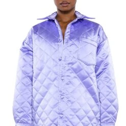 FIELD OF DREAMS SATIN QUILTED SHACKET -helmut shop field of dreams satin quilted shacket light purple 2 2