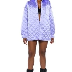 FIELD OF DREAMS SATIN QUILTED SHACKET -helmut shop field of dreams satin quilted shacket light purple 4 4