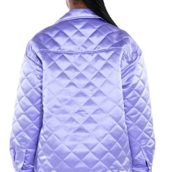 FIELD OF DREAMS SATIN QUILTED SHACKET -helmut shop field of dreams satin quilted shacket light purple 6 6