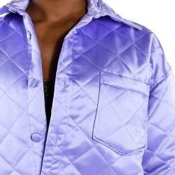FIELD OF DREAMS SATIN QUILTED SHACKET -helmut shop field of dreams satin quilted shacket light purple 7 7