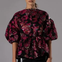 FIELD OF ROSES BROCADE BLOUSE -helmut shop field of roses brocade blouse pink multi 3 3 c1