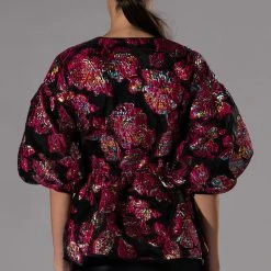FIELD OF ROSES BROCADE BLOUSE -helmut shop field of roses brocade blouse pink multi 5 5 c1