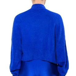FIFI FUZZY KNIT OVERSIZED CROP SWEATER -helmut shop fifi fuzzy knit oversized crop sweater royal blue 14 14