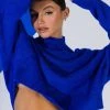 FIFI FUZZY KNIT OVERSIZED CROP SWEATER -helmut shop fifi fuzzy knit oversized crop sweater royal blue 1 1