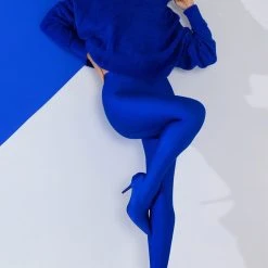 FIFI FUZZY KNIT OVERSIZED CROP SWEATER -helmut shop fifi fuzzy knit oversized crop sweater royal blue 5 5