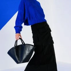 FIFI FUZZY KNIT OVERSIZED CROP SWEATER -helmut shop fifi fuzzy knit oversized crop sweater royal blue 8 8