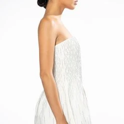 FIFTH AVE FLARE RHINESTONE ROMPER -helmut shop fifth ave flare rhinestone romper white 6 6