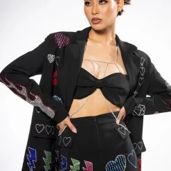 FLASHING LIGHTS RHINESTONE EMBELLISHED BOOTY SHORT -helmut shop flashing lights embellished booty short black multi 4 4