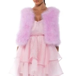 FLOAT ON REAL FEATHER VEST IN PINK