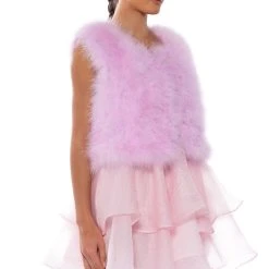 FLOAT ON REAL FEATHER VEST IN PINK -helmut shop float on real feather vest in pink pink 3 3