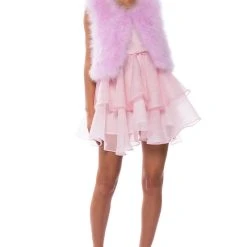 FLOAT ON REAL FEATHER VEST IN PINK -helmut shop float on real feather vest in pink pink 4 4