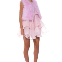 FLOAT ON REAL FEATHER VEST IN PINK -helmut shop float on real feather vest in pink pink 5 5