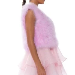 FLOAT ON REAL FEATHER VEST IN PINK -helmut shop float on real feather vest in pink pink 6 6