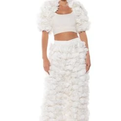 FLOWER HALF JACKET SHRUG 10 FLOWER HALF JACKET SHRUG -helmut shop flower half jacket shrug white 3 3