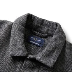 Fred Perry MIE HERRINGBONE OVERSHIRT -helmut shop fredperryMIEHERRINGBONEOVERSHIRTBLACKSM4871 6