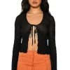 FREE LOVE TIE FRONT TOP -helmut shop free love tie front top black 1 1