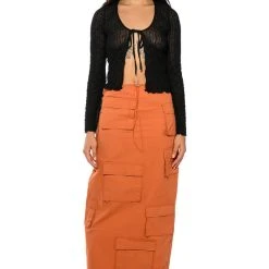 FREE LOVE TIE FRONT TOP -helmut shop free love tie front top black 3 3