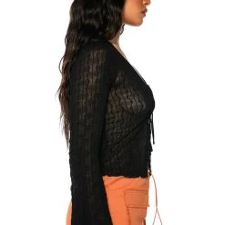 FREE LOVE TIE FRONT TOP -helmut shop free love tie front top black 5 5