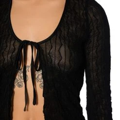 FREE LOVE TIE FRONT TOP -helmut shop free love tie front top black 7 7