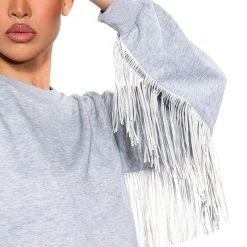 FRINGE ALL THE WAY SWEATSHIRT -helmut shop fringe all the way sweatshirt heather grey 8 8