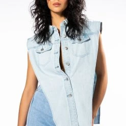 FROM ANY ANGLE LIGHT WASH ANGLED DENIM VEST 24 FROM ANY ANGLE LIGHT WASH ANGLED DENIM VEST -helmut shop from any angle light wash angled denim vest light blue denim 1 1 c1 c1 c1