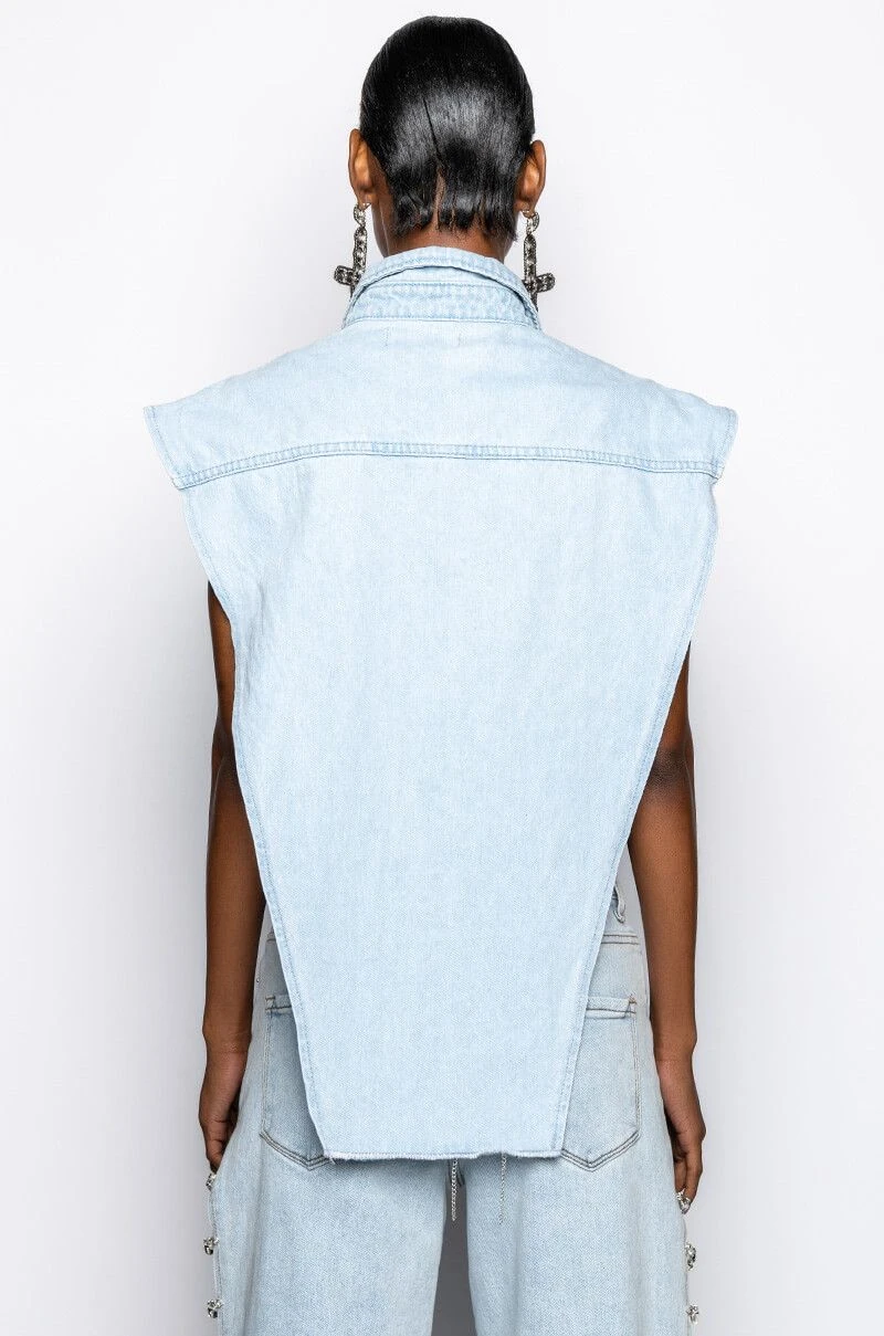 FROM ANY ANGLE LIGHT WASH ANGLED DENIM VEST 11 FROM ANY ANGLE LIGHT WASH ANGLED DENIM VEST - Image 9