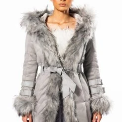 FROM THE YUKON FAUX FUR TRIMMED HOODED JACKET -helmut shop from the yukon faux fur trimmed hooded jacket grey 3 3 c1 c1