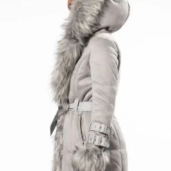 FROM THE YUKON FAUX FUR TRIMMED HOODED JACKET -helmut shop from the yukon faux fur trimmed hooded jacket grey 5 5 c1