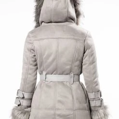 FROM THE YUKON FAUX FUR TRIMMED HOODED JACKET -helmut shop from the yukon faux fur trimmed hooded jacket grey 6 6 c1