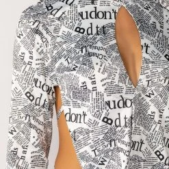 FRONT PAGE NEWS OPEN BACK LONG SLEEVE MOCK NECK SATIN BLOUSE -helmut shop front page news open back long sleeve mock neck satin blouse black white 9 9