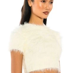 FUZZY MOOD SHORT SLEEVE TOP -helmut shop fuzzy mood short sleeve top ivory 2 2