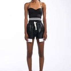 GAME TIME RHINESTONE STRAP BODYSUIT -helmut shop game time rhinestone strap bodysuit black 7 7