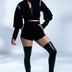 GEMINI PEARL DETAIL SCUBA BOOTY SHORT -helmut shop gemini pearl detail scuba booty short black 3 3